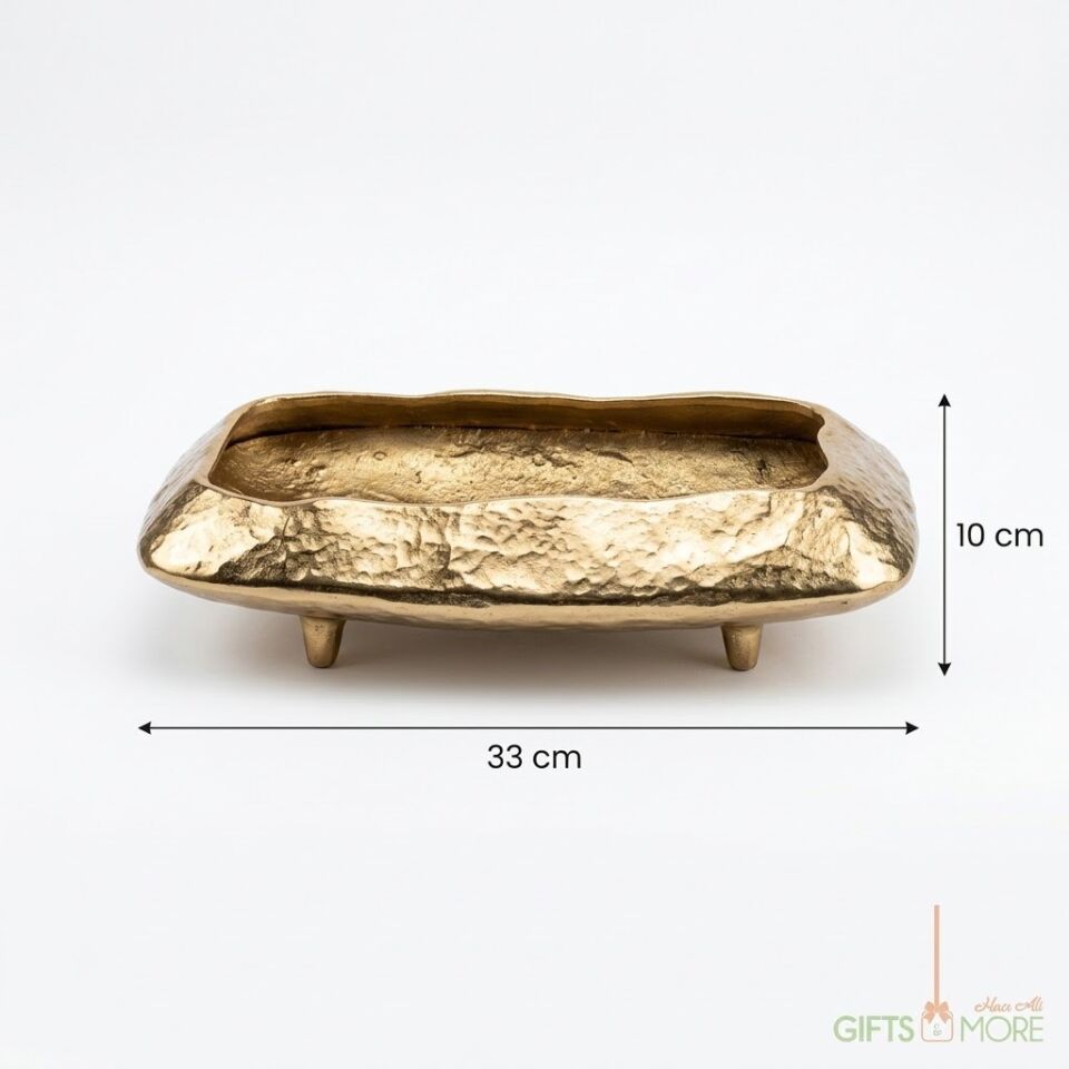 SCULPT CUBIC GOLD DEKORATİF TABAK 35X20X9