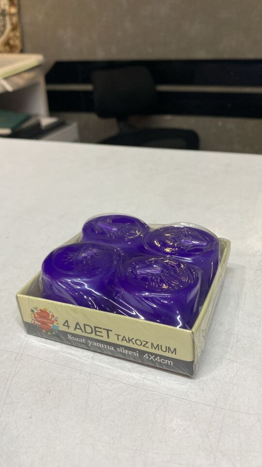 MUM TAKOZ 4*4 CM 4LÜ MOR RENK