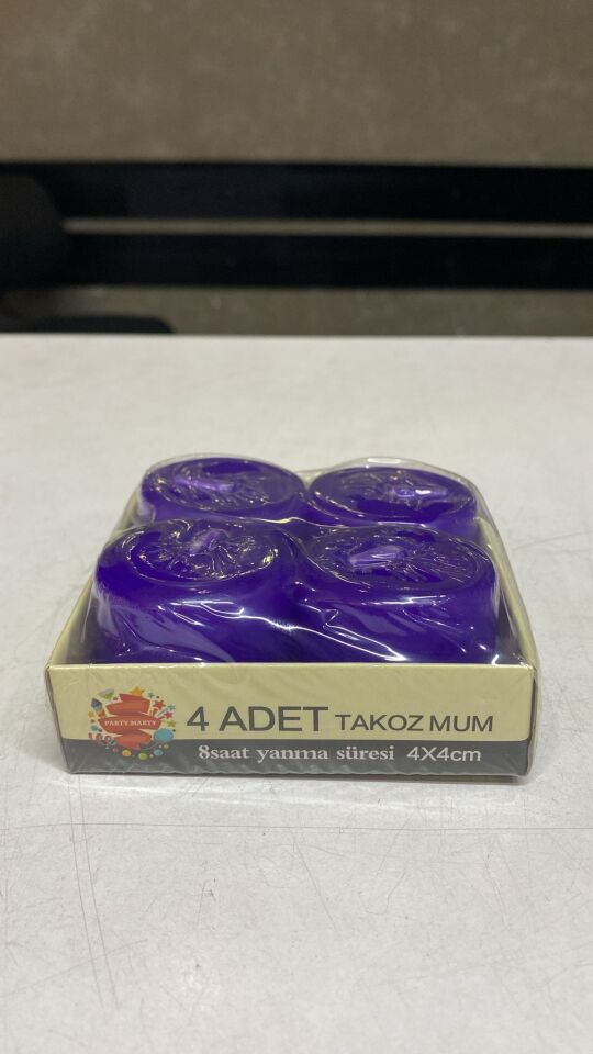 MUM TAKOZ 4*4 CM 4LÜ MOR RENK
