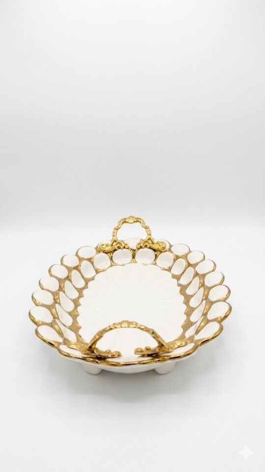 36X22 CM OVAL TEPSİ BEYAZ-GOLD
