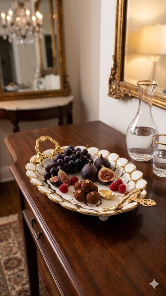 36X22 CM OVAL TEPSİ BEYAZ-GOLD