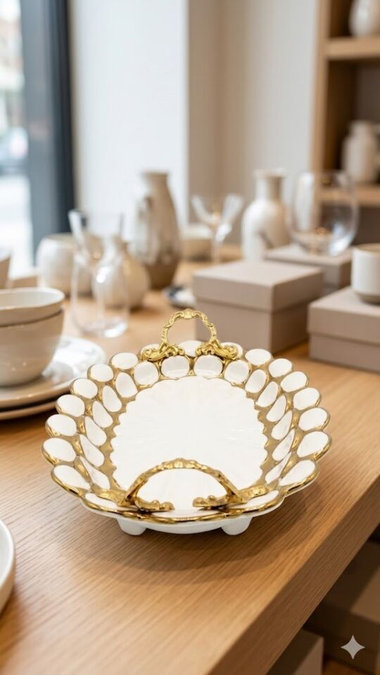36X22 CM OVAL TEPSİ BEYAZ-GOLD