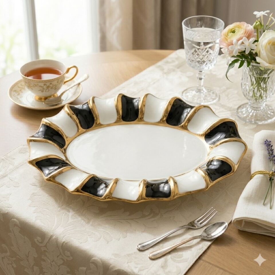 Sembol Porselen Lüks Oval Sunum Tabağı (30x19 cm)
