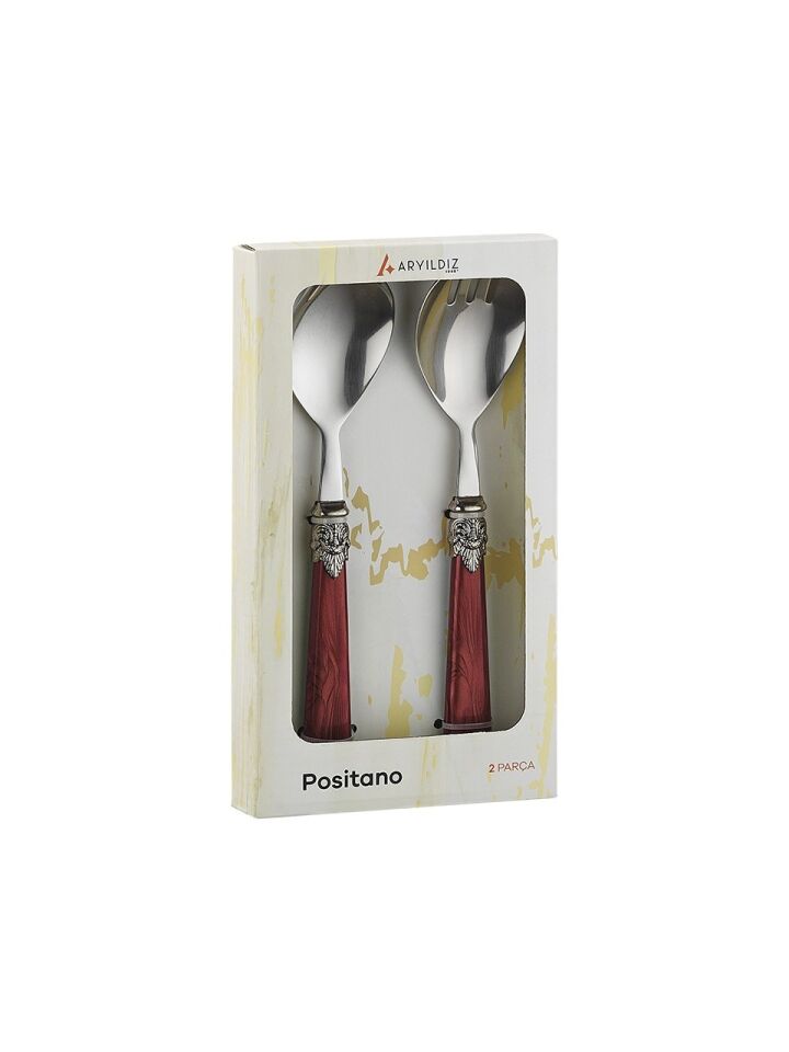 ARYILDIZ POSITANO SALATA SERVIS SET BURGUNDY 2 PRC