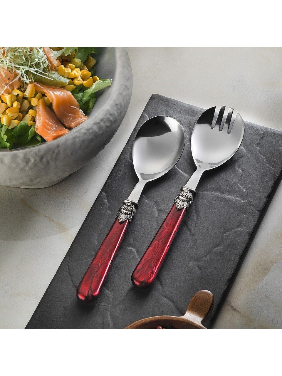 ARYILDIZ POSITANO SALATA SERVIS SET BURGUNDY 2 PRC