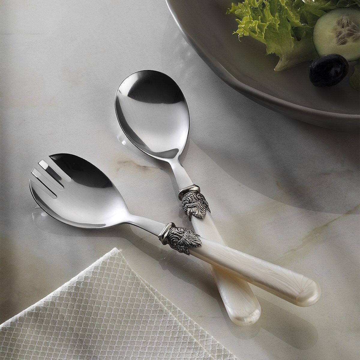 ARYILDIZ POSITANO SALATA SERVIS SET CREAM 2 PRC