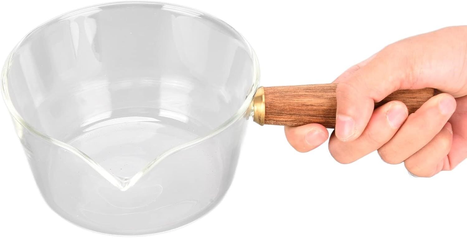 Gabro - Ahşap Saplı Cam Tencere 400ml