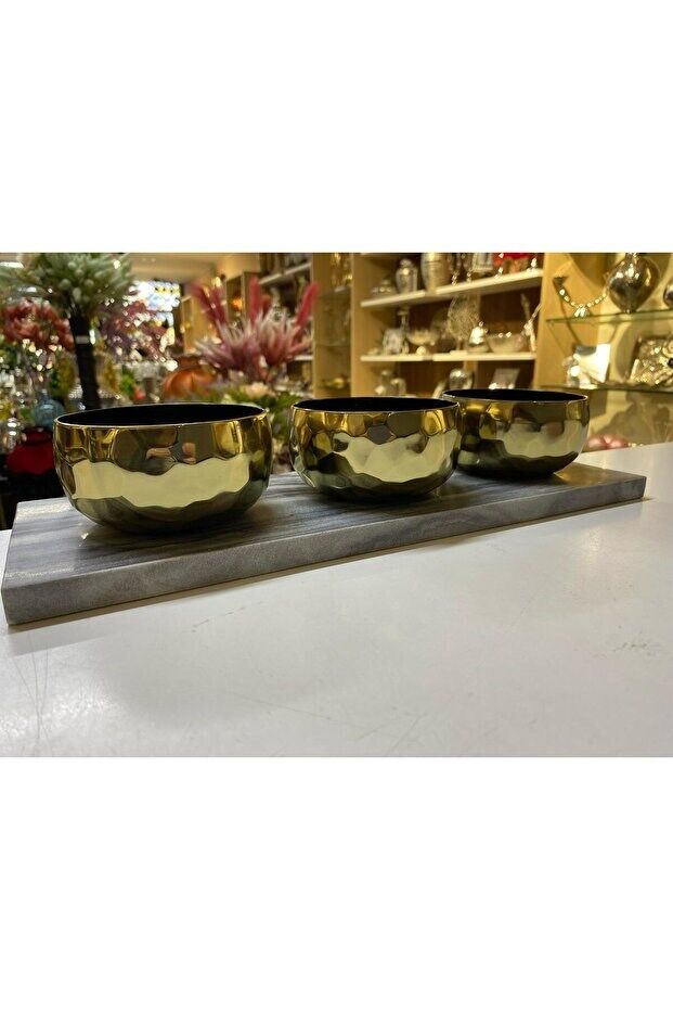 CLARA GOLD 3 ÇEREZLIK BOWLS 41X14X9 CM