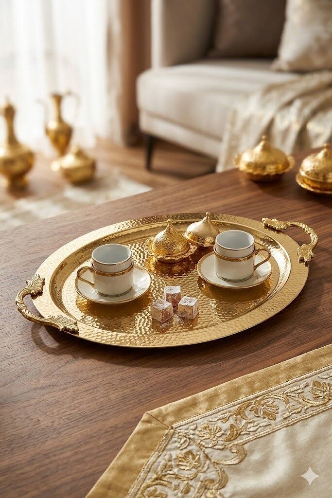 DAMLA OVAL 6 KİŞİLİK TEPSİ ALTIN