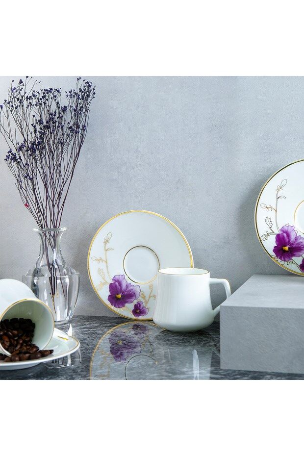 EVALİZA BUKET MOR 6LI ÇAY FİNCANI