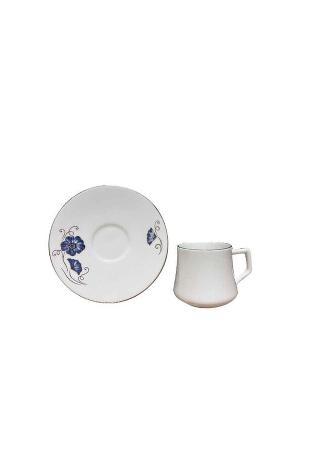 EVALİZA NOSTALJI KELEBEK MAVI DOUBLE 6LI KAHVE SET