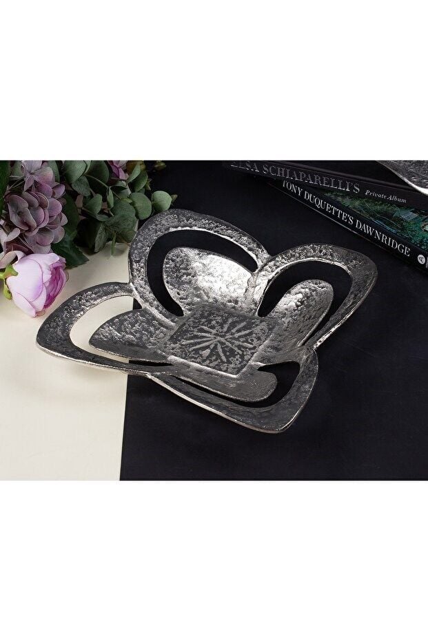 FESTIVE KARE MEYVELIK SILVER 28X28X6 CM