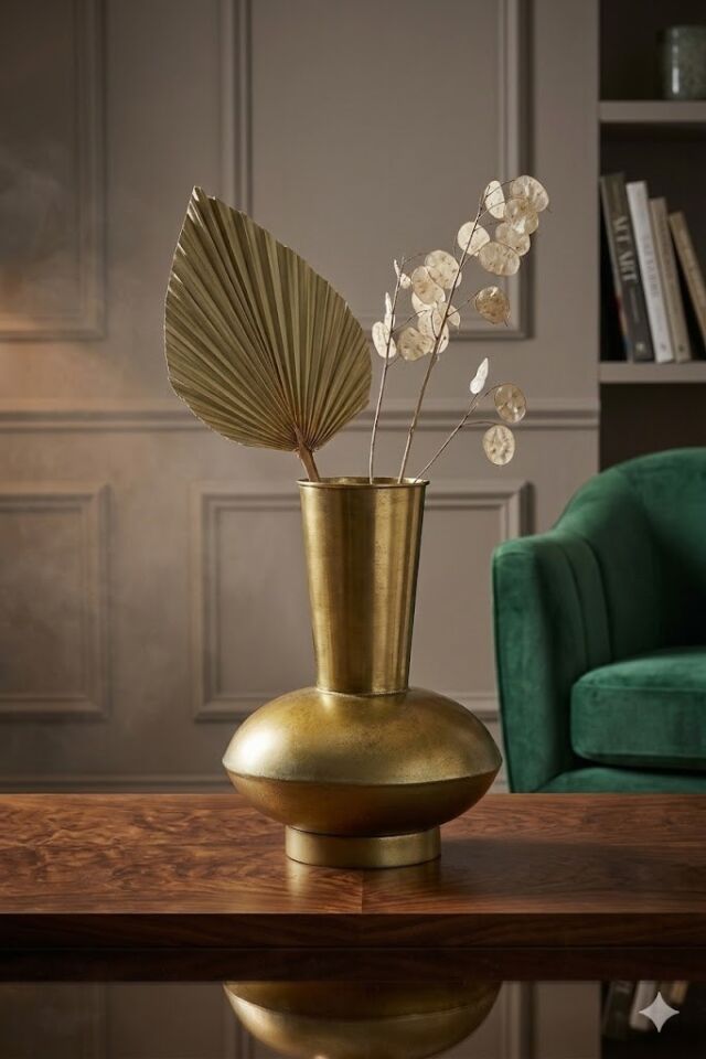 FISTIK YEŞİL-BRONZ VAZO 22.5*30.5H CM