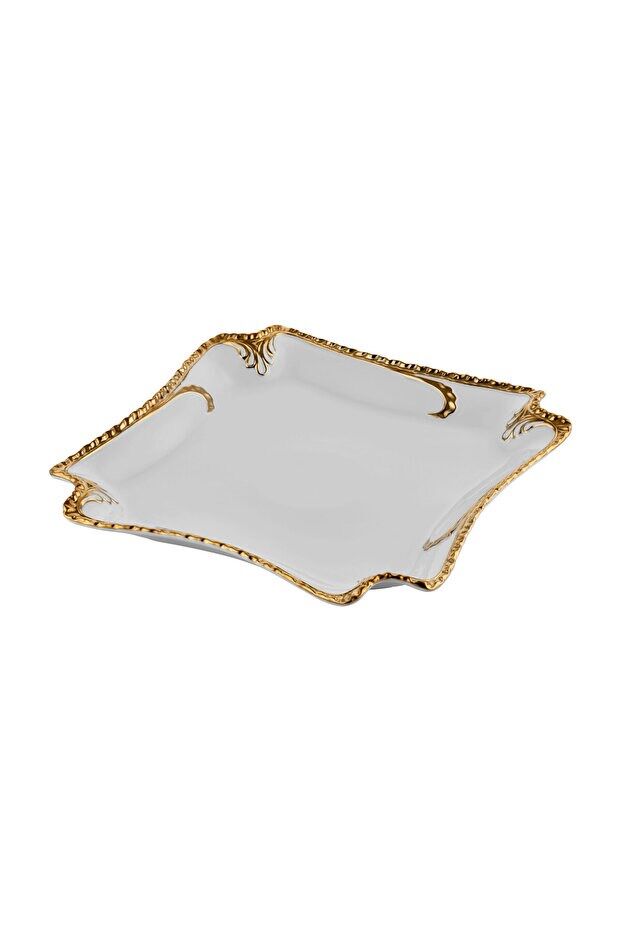 CAMELİA GOLD KARE SUNUM TABAK 27x27x3