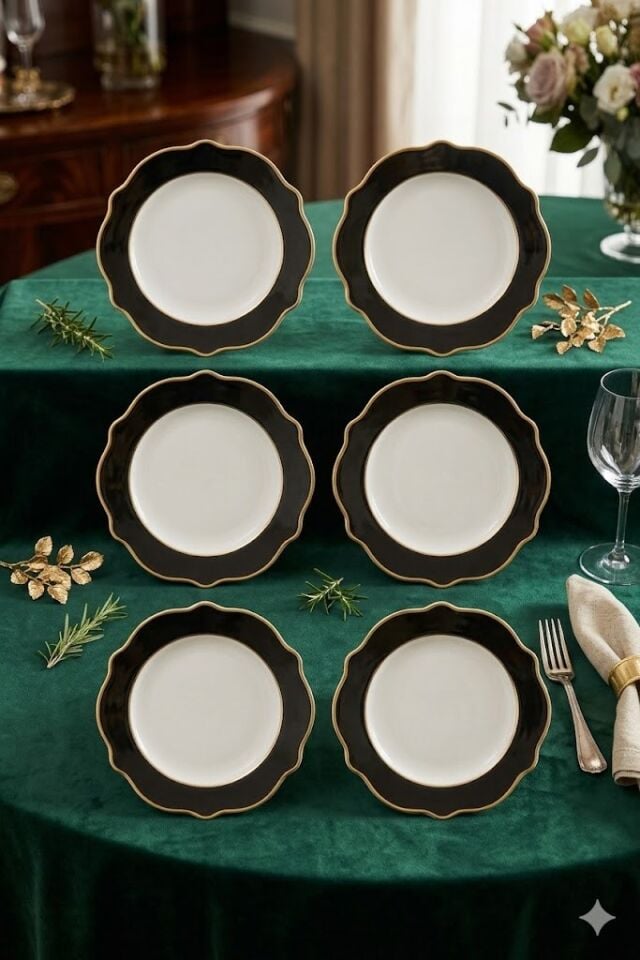 JASWELY PASTA TABAĞI 6 PARÇA SİYAH 21 CM