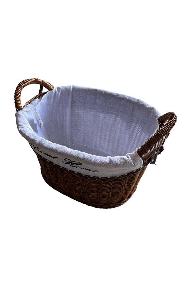 KULPLU OVAL KUMAŞLI SEPET ORTA BOY 28 x 19 x 23 cm