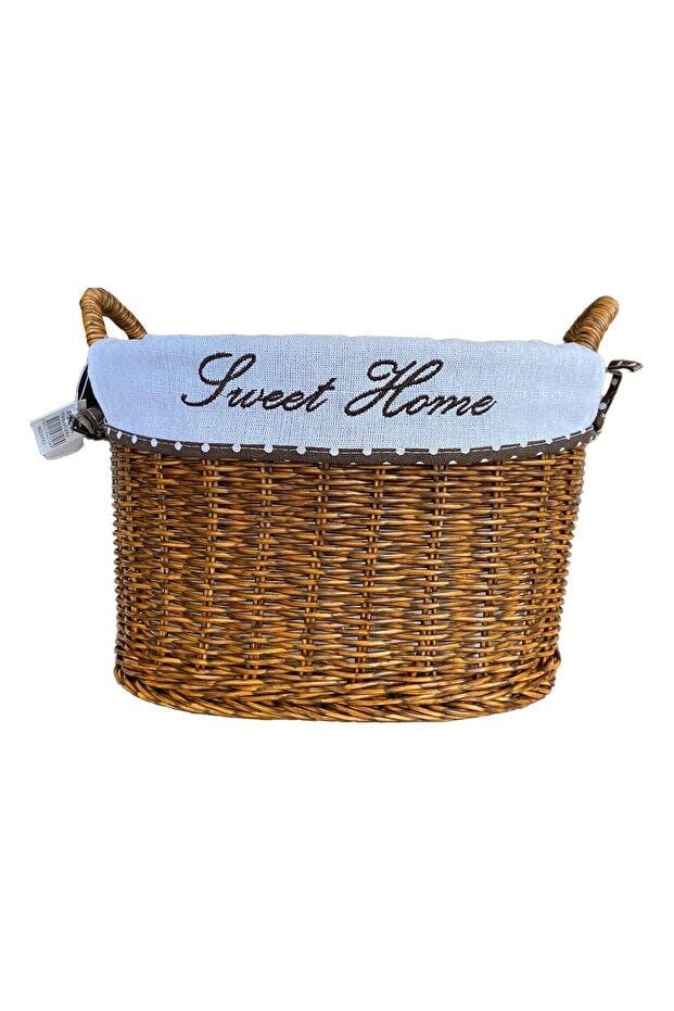 KULPLU OVAL KUMAŞLI SEPET ORTA BOY 28 x 19 x 23 cm