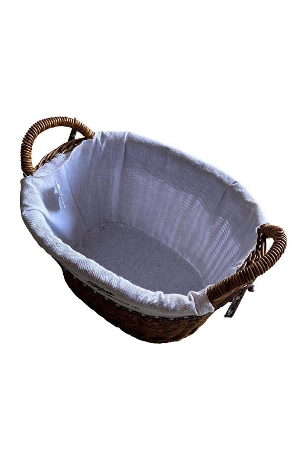 KULPLU OVAL KUMAŞLI SEPET ORTA BOY 28 x 19 x 23 cm