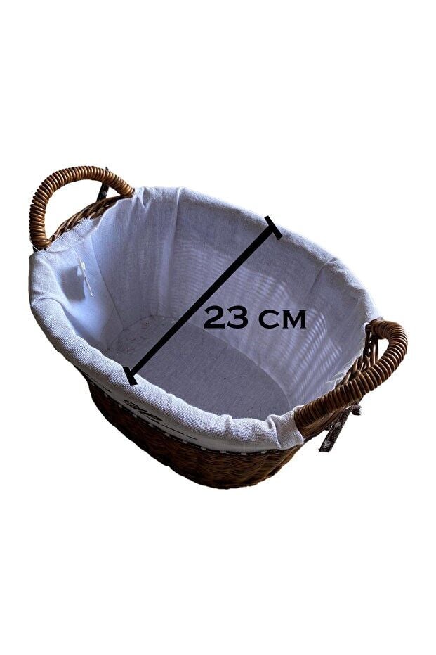 KULPLU OVAL KUMAŞLI SEPET ORTA BOY 28 x 19 x 23 cm