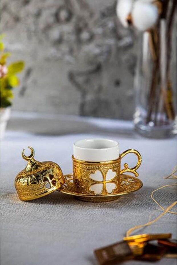 LALEZAR PORSELENLİ DAMAT FİNCANI ALTIN