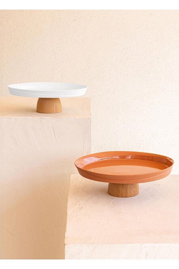 Limoges Ahşap Ayaklı Tabak Beyaz 22 cm