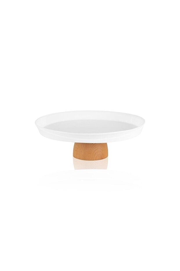 Limoges Ahşap Ayaklı Tabak Beyaz 22 cm