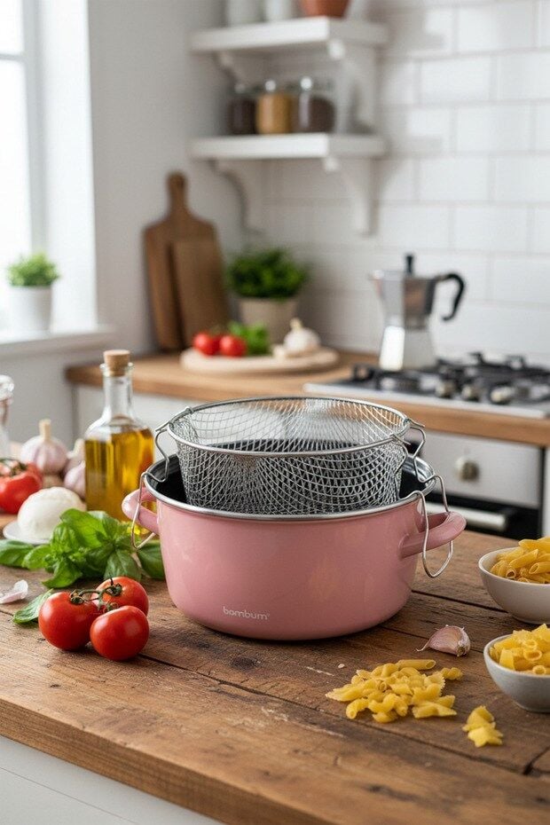 Kızartma Tenceresi Seker Pembe 22 cm