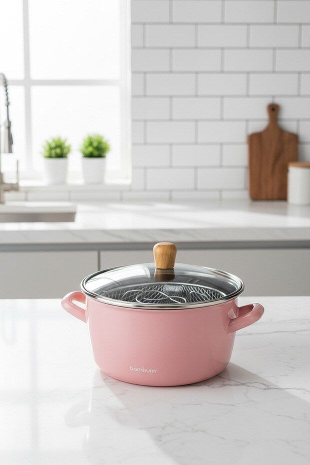 Kızartma Tenceresi Seker Pembe 22 cm