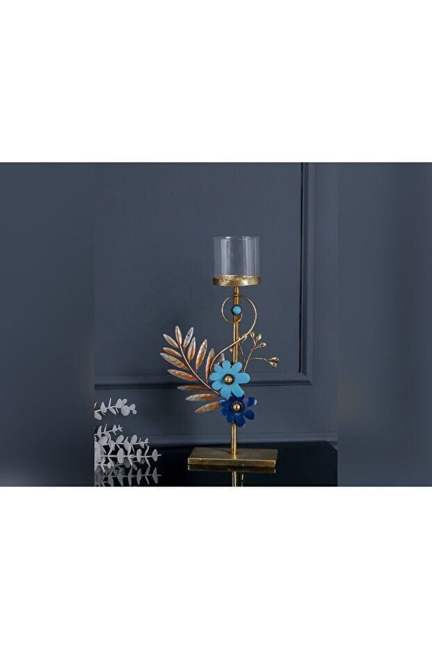 METAL BÜYÜK YAPRAK ŞAMDAN-40 CM