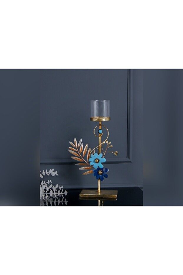 METAL BÜYÜK YAPRAK ŞAMDAN-40 CM