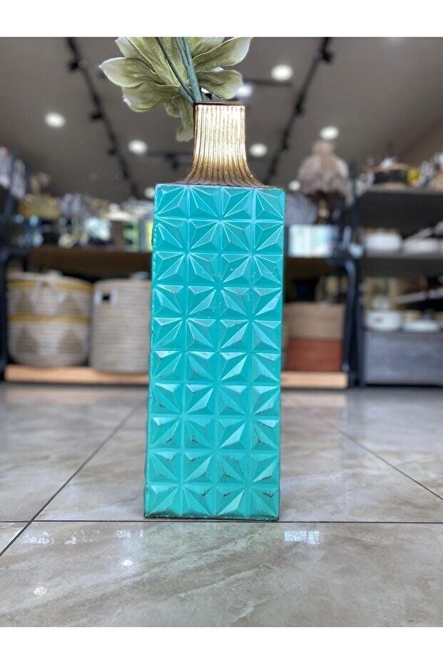 Metal Yeşil Vazo 60*18 cm