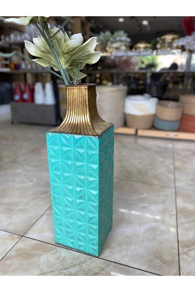 Metal Yeşil Vazo 60*18 cm