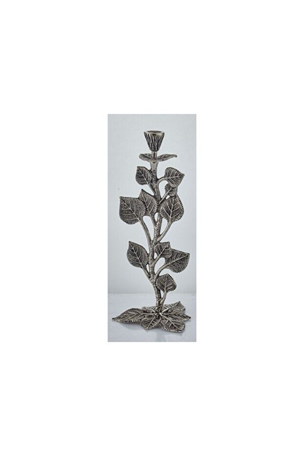 LEAF CANDLE HOLDER NICKEL ANTIQUE 16,5X16,5X35,5 CM (2)