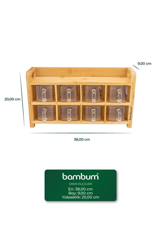 Tier - Bambu Cam 8'li Baharatlık Seti