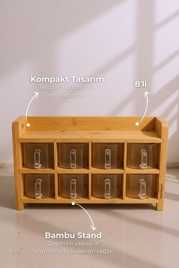 Tier - Bambu Cam 8'li Baharatlık Seti