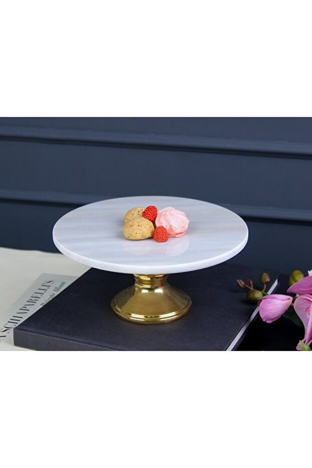 WHITE MARBLE AYAKLI PASTA STANDI 25X25X12 CM