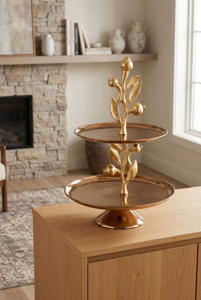 LEAF ROSE GOLD 2 KATLI DEKORATİF