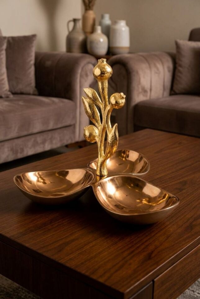 LEAF ROSE GOLD DEKORATİF 3'LÜ