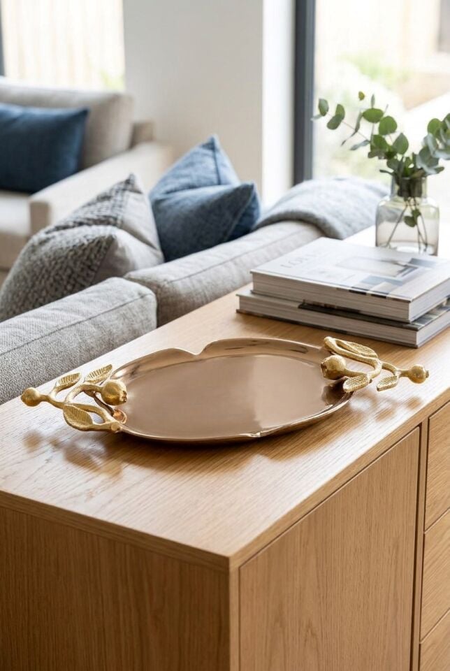 LEAF ROSE GOLD DEKORATİF TABAK