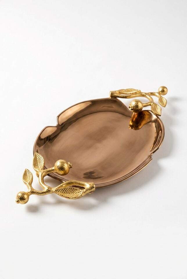 LEAF ROSE GOLD DEKORATİF TABAK