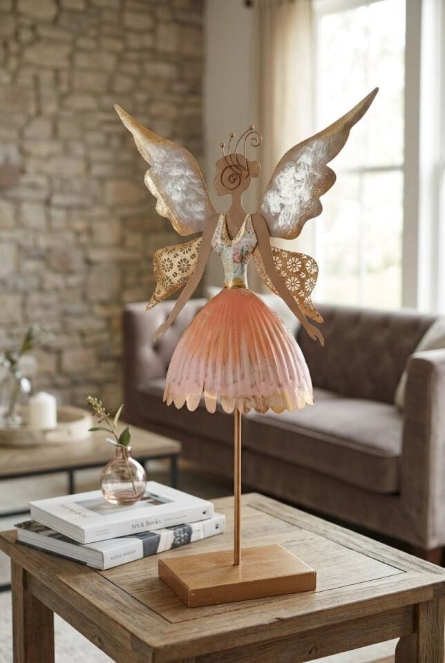 METAL KIRMIZI PERİ BİBLO 12X34X67 CM