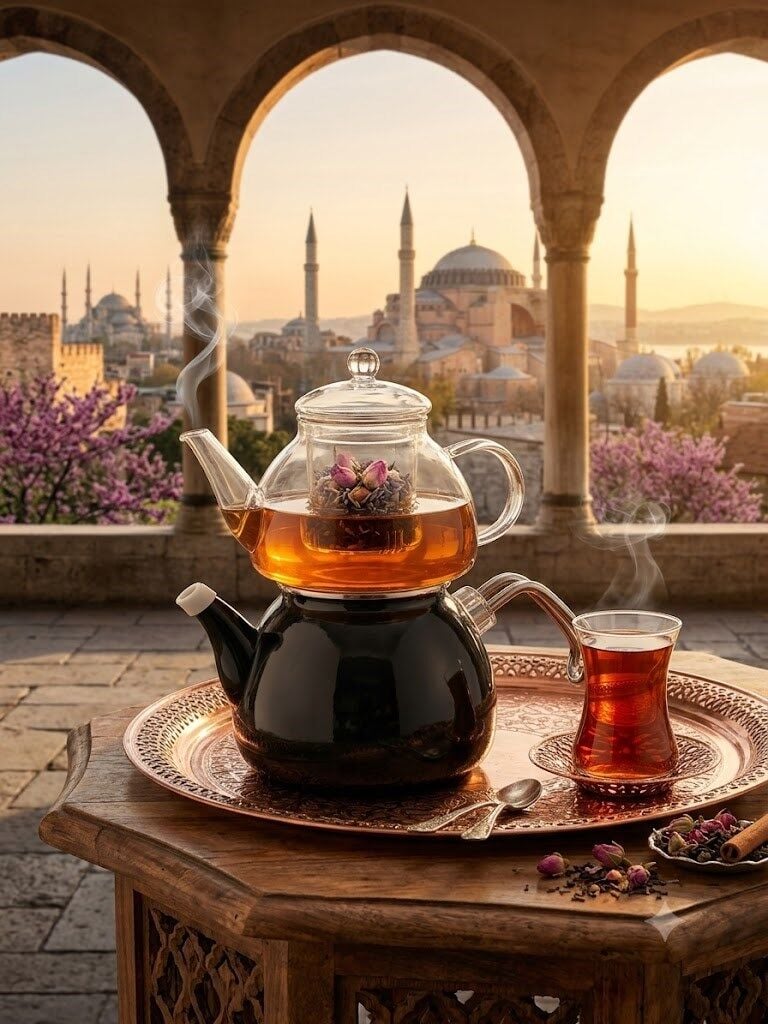 EMAYE CAM ÇAYDANLIK SİYAH SADE