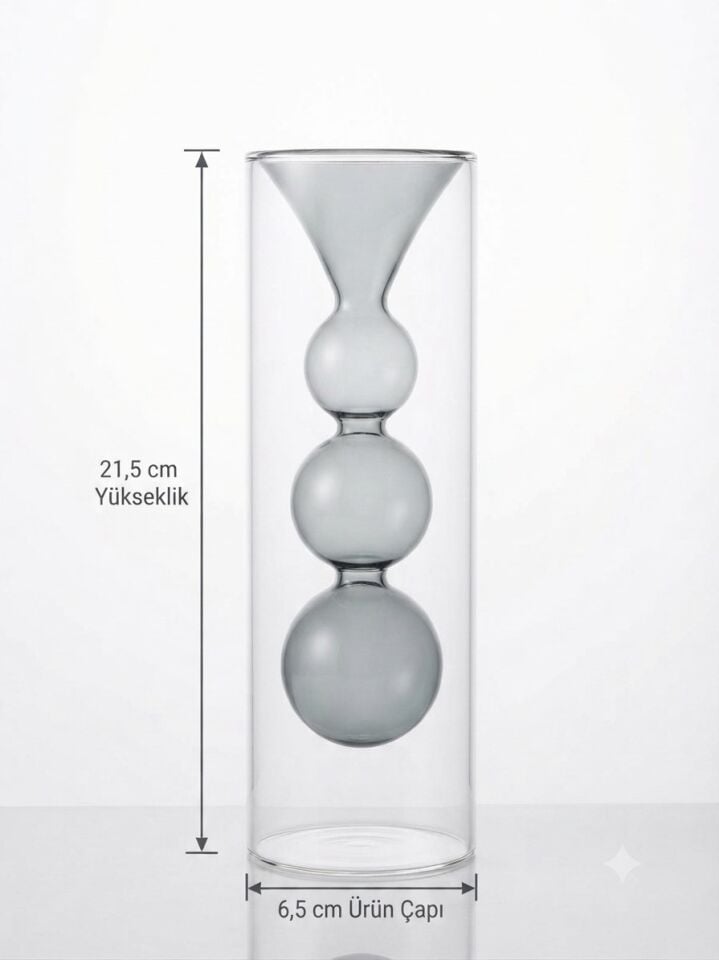 CİDARLI CAM VAZO - Füme