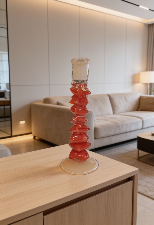 İTHAL SLICE CAM ŞAMDAN TURUNCU BÜYÜK 33 CM