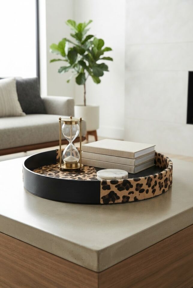 TEPSİ CASALONA KAHVE LEOPAR TÜY