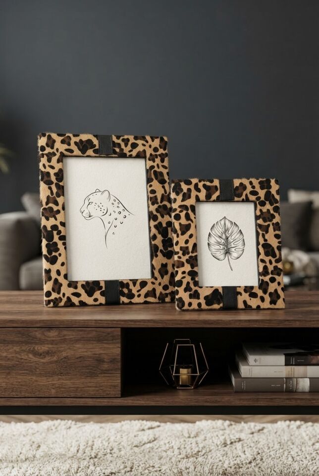 2Lİ ÇERÇEVE CASALONA KAHVE LEOPAR TÜY