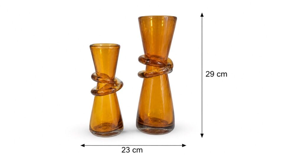 FİYONK BOĞUMLU 2Lİ VAZO AMBER 29x23 CM